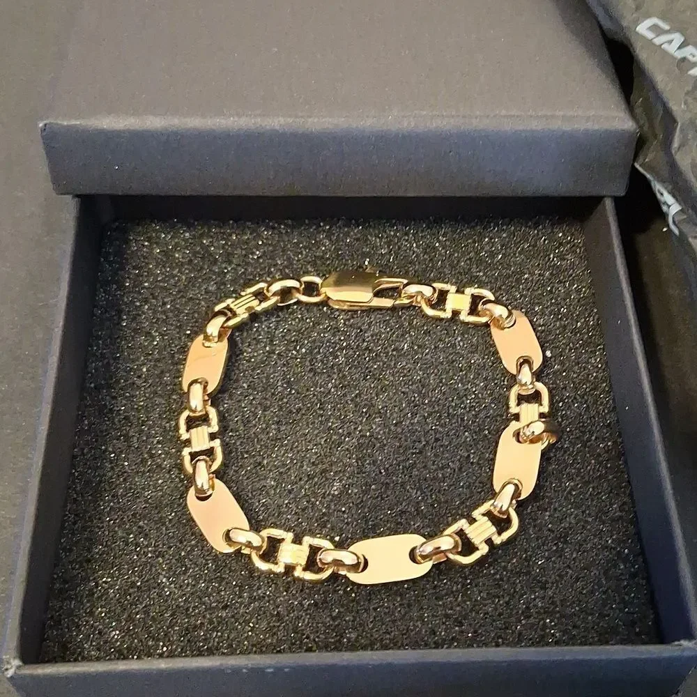 Gold Plated Captainsteel  Chain Bracelet Unisex New In Box